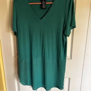 Premise Teal V-Neck Short Sleeve Top
